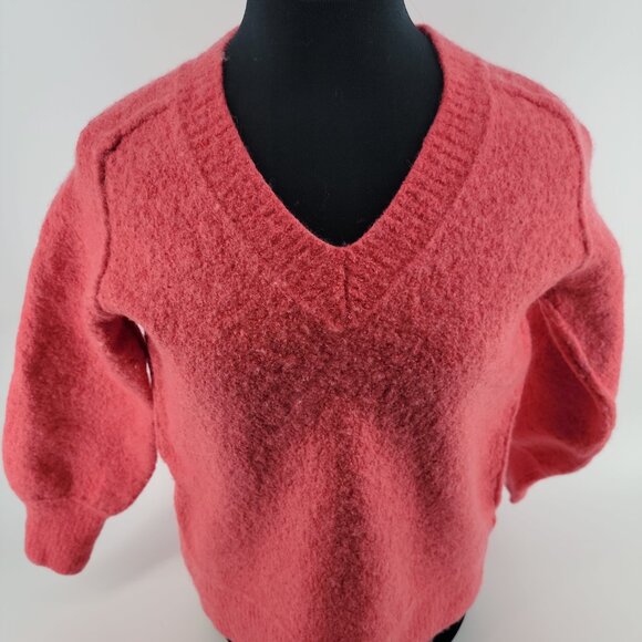Free People Felted Wool V-Neck Sweater | Boiled Wool | Cozy Sculptural Knit | M - Picture 3 of 7